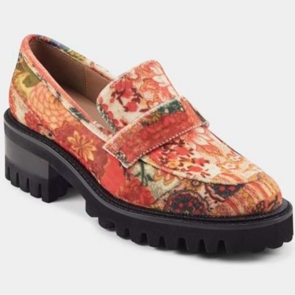 Aerosoles Ronnie Laura Ashley Floral Velvet Lug Sole Platform Size 11